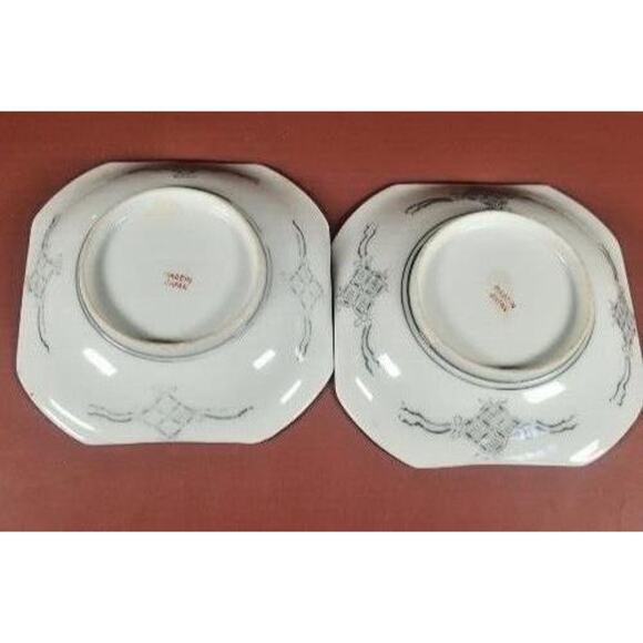 Japanese Art Pottery Collector Vintage 5" Bowl / Plates Hand Painted Lot of 2 - Picture 8 of 15